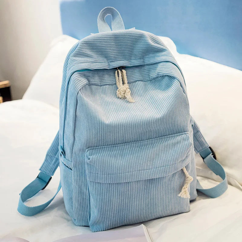 Personalized embroidered kids backpack made of corduroy by The Tottos