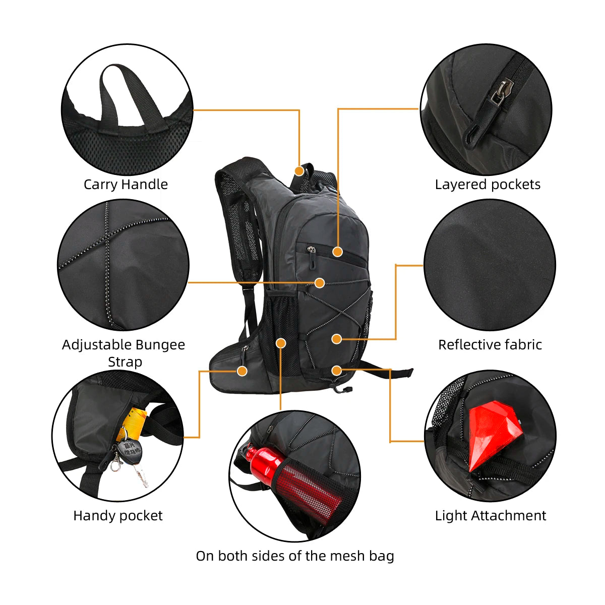 LumiTrack reflective hiking backpack with hydration pocket by The Tottos