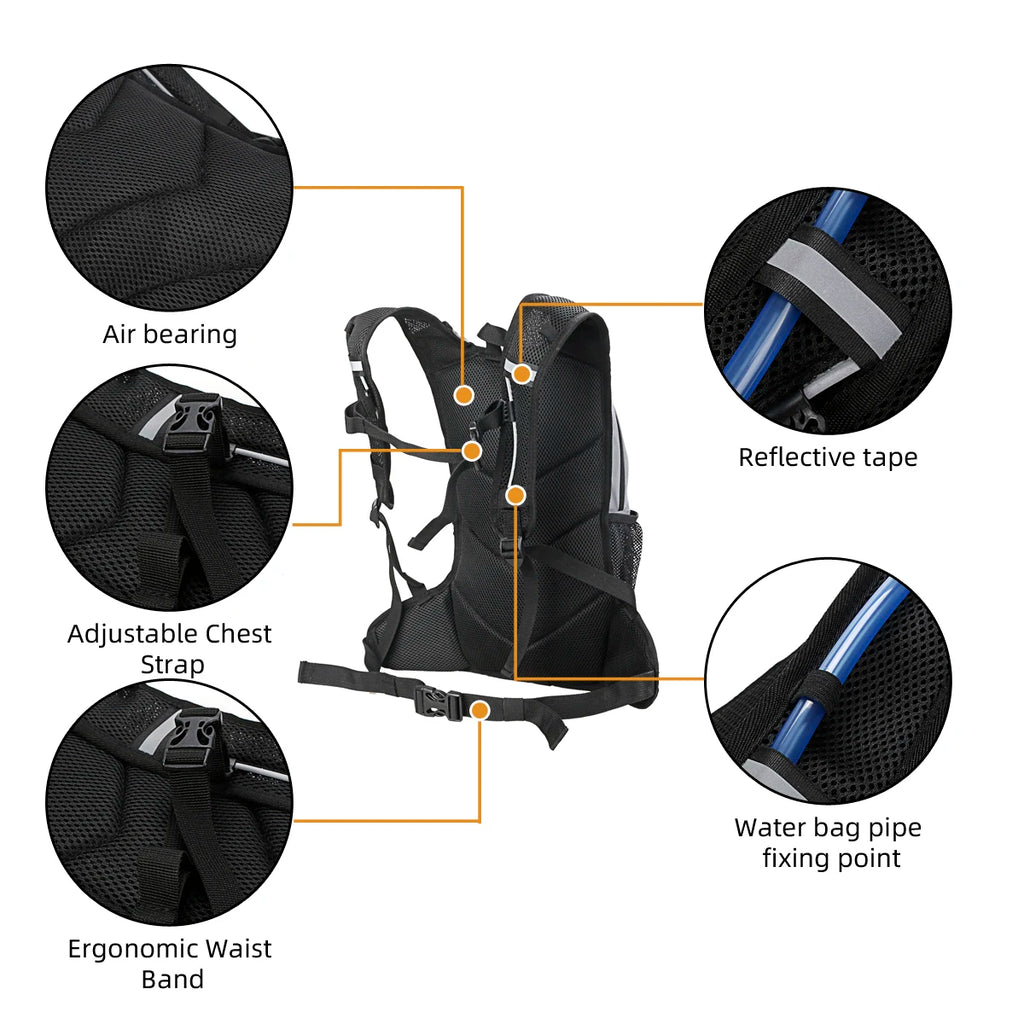LumiTrack reflective hiking backpack with hydration pocket by The Tottos