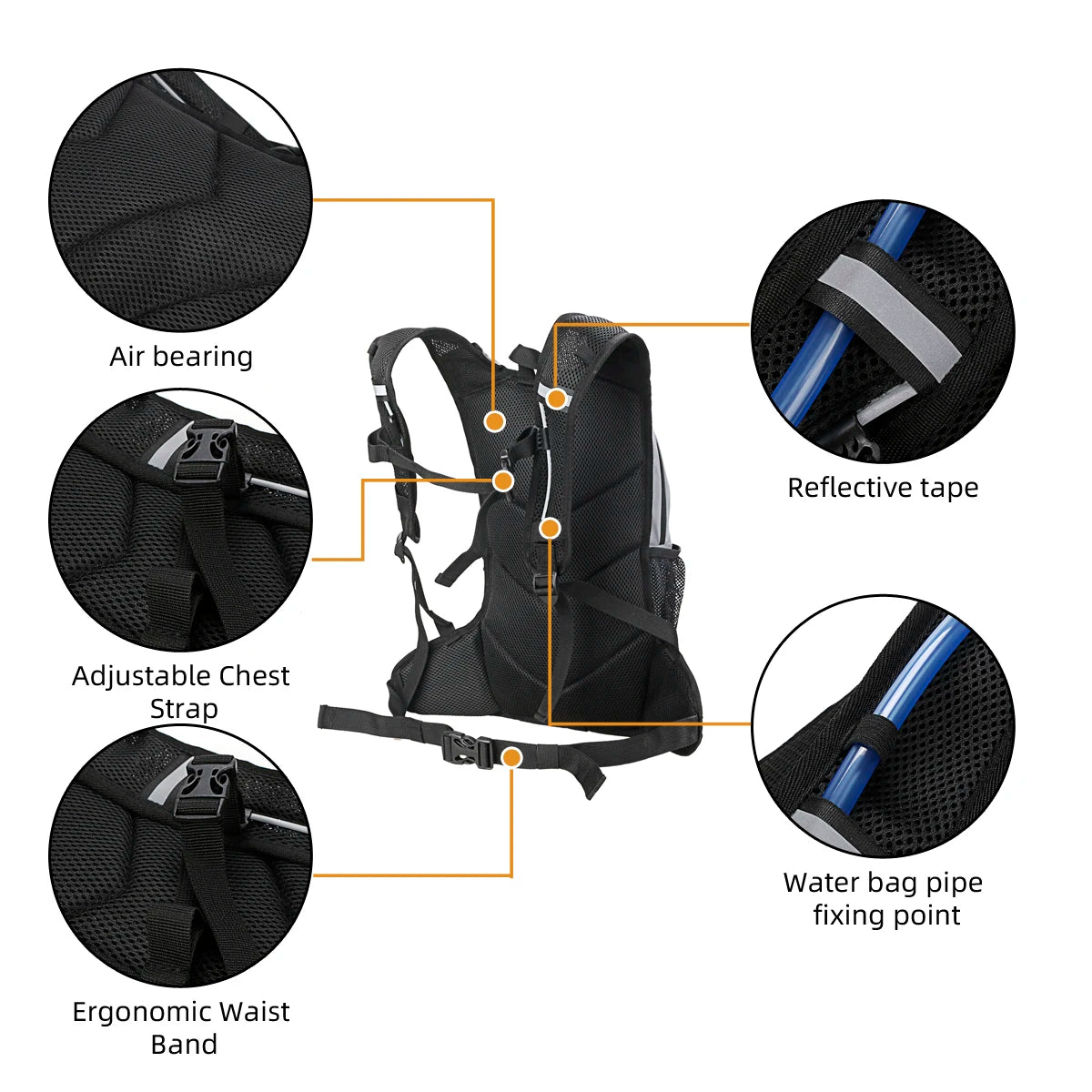 LumiTrack reflective hiking backpack with hydration pocket by The Tottos
