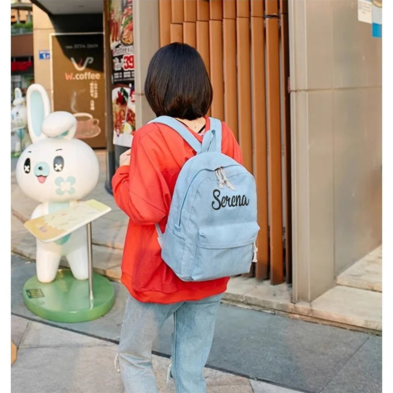 Personalized embroidered kids backpack made of corduroy by The Tottos