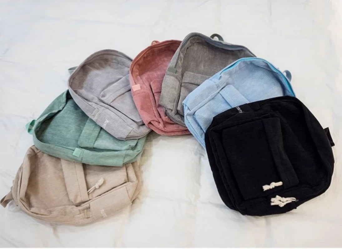 Personalized embroidered kids backpack made of corduroy by The Tottos