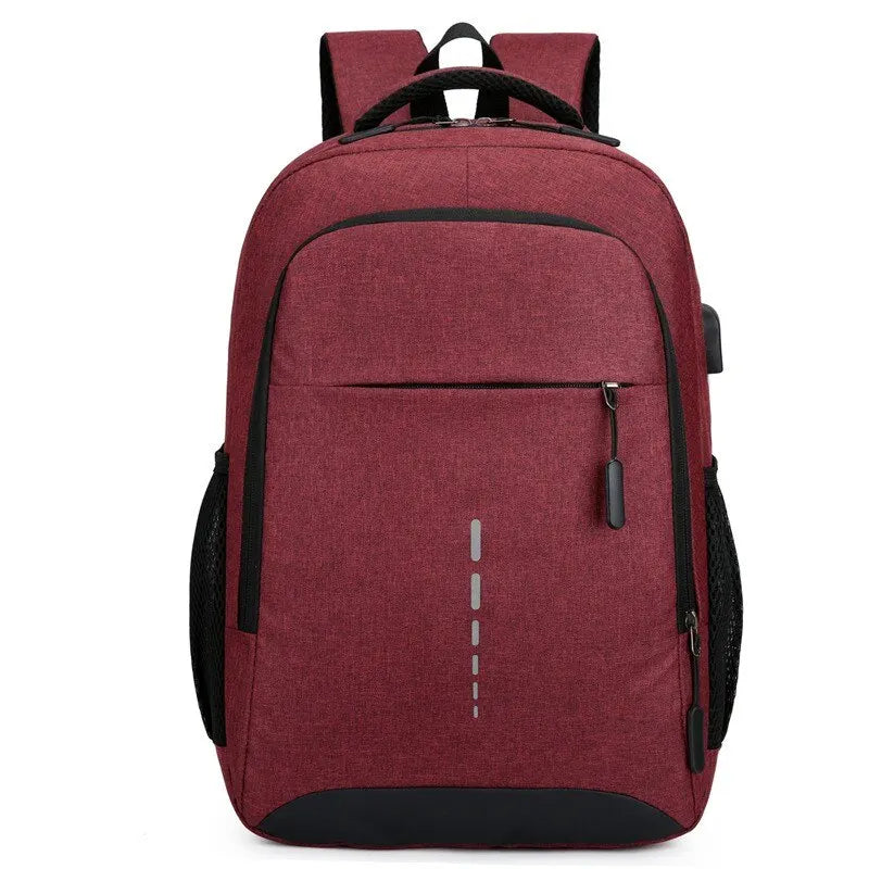 Red backpack with black accents on a white background