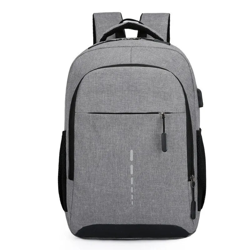 Gray backpack with black accents on a white background