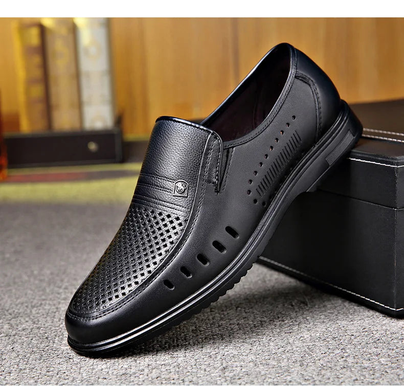 Premium Breathable Leather Loafers Men - The Tottos Summer Casual Shoes