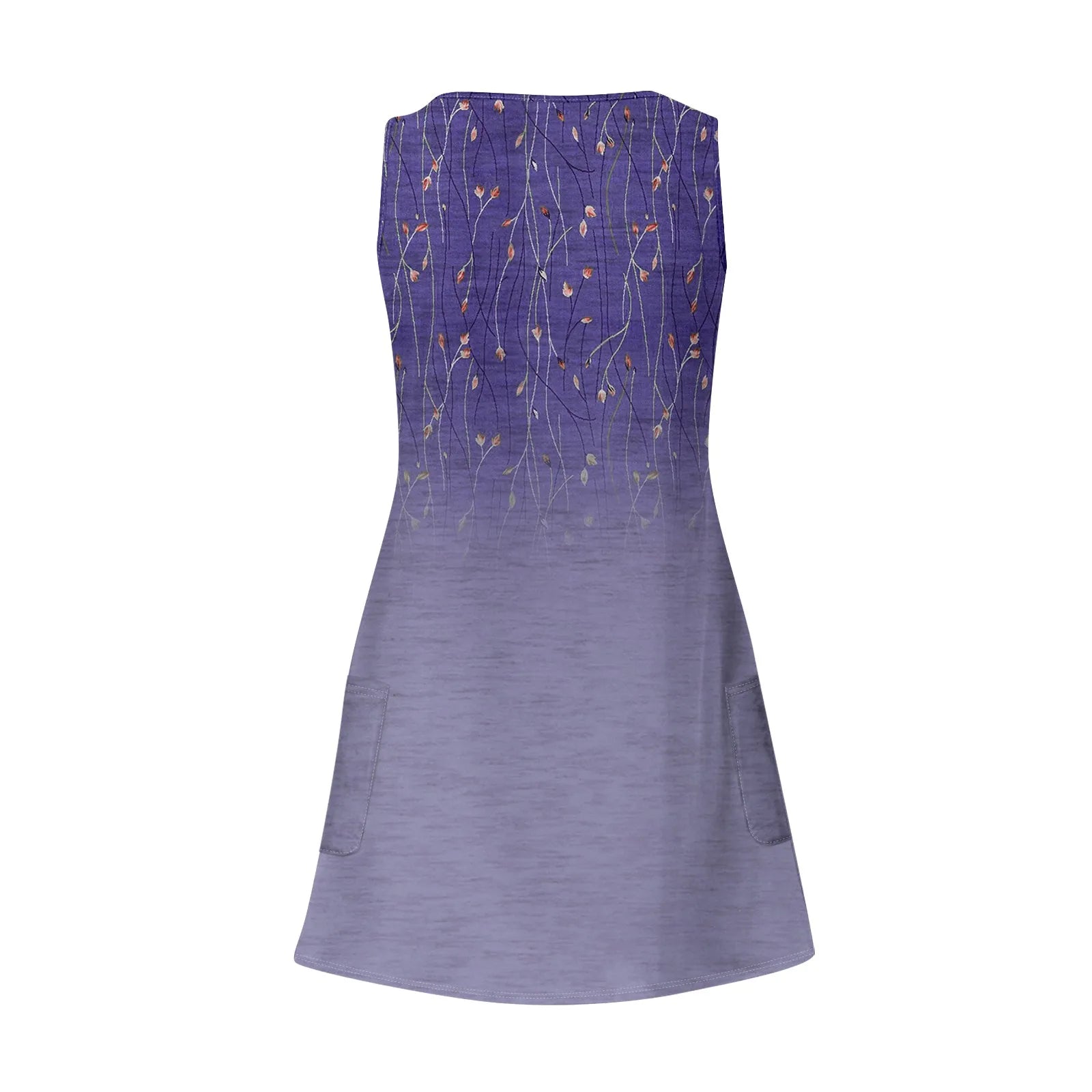 Women's Bohemian Floral Print Maxi Dress - V-Neck Sleeveless Summer Beach Dress with Pockets | The Tottos