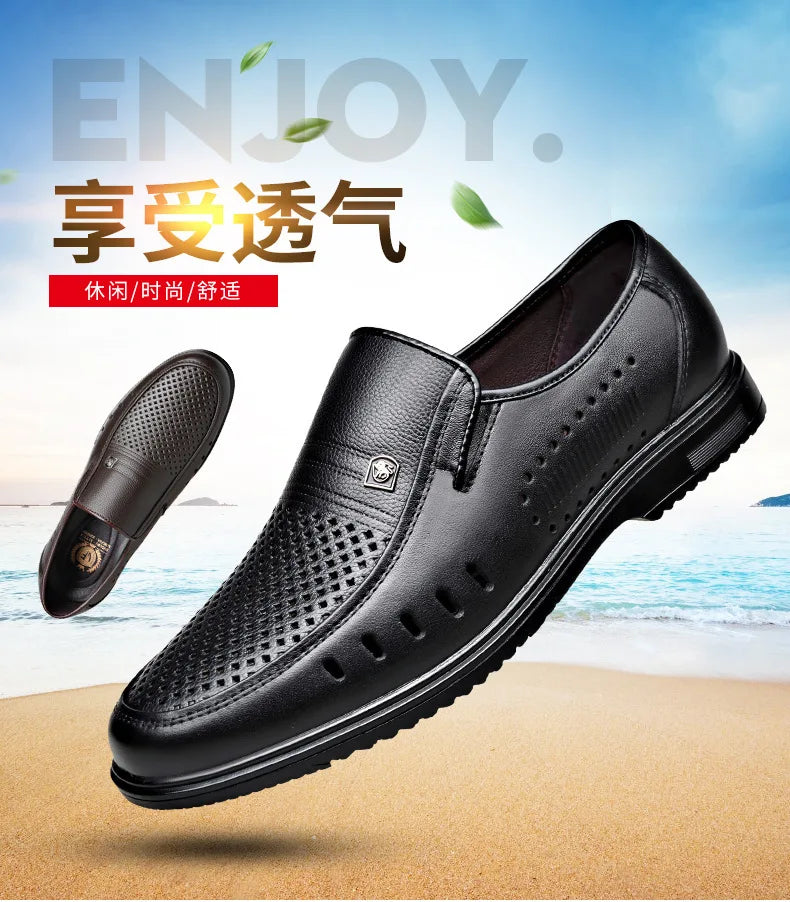 Premium Breathable Leather Loafers - The Tottos Men's Summer Casual Slip-On Shoes