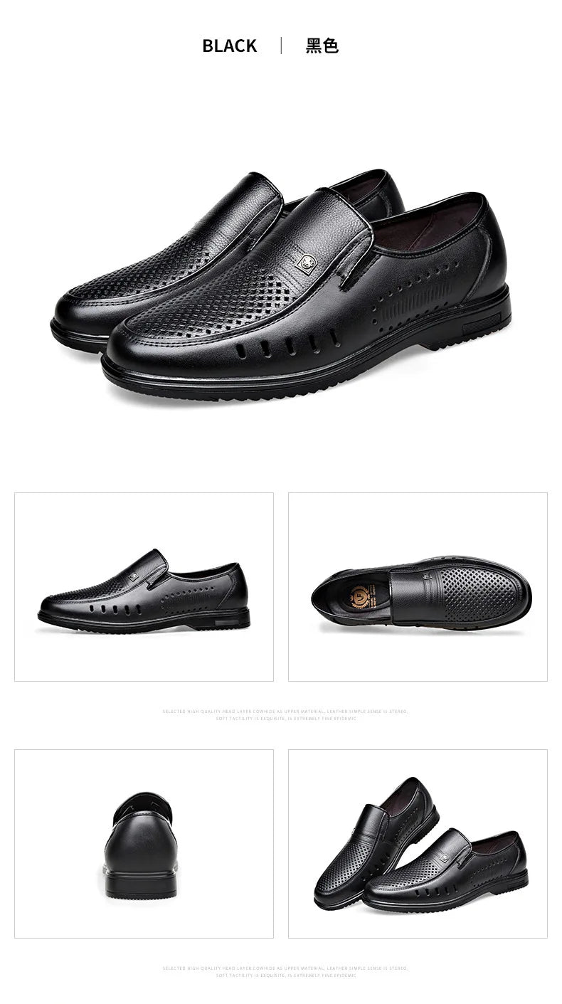 Premium Breathable Leather Loafers - The Tottos Men's Summer Casual Slip-On Shoes