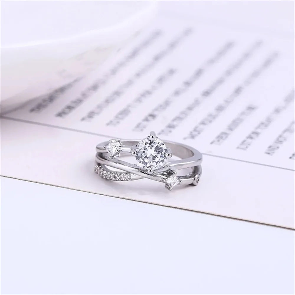 Geometric Crystal Ring - Luxury Cubic Zirconia Statement Ring for Women & Men | Silver Gold Rose Gold | The Tottos