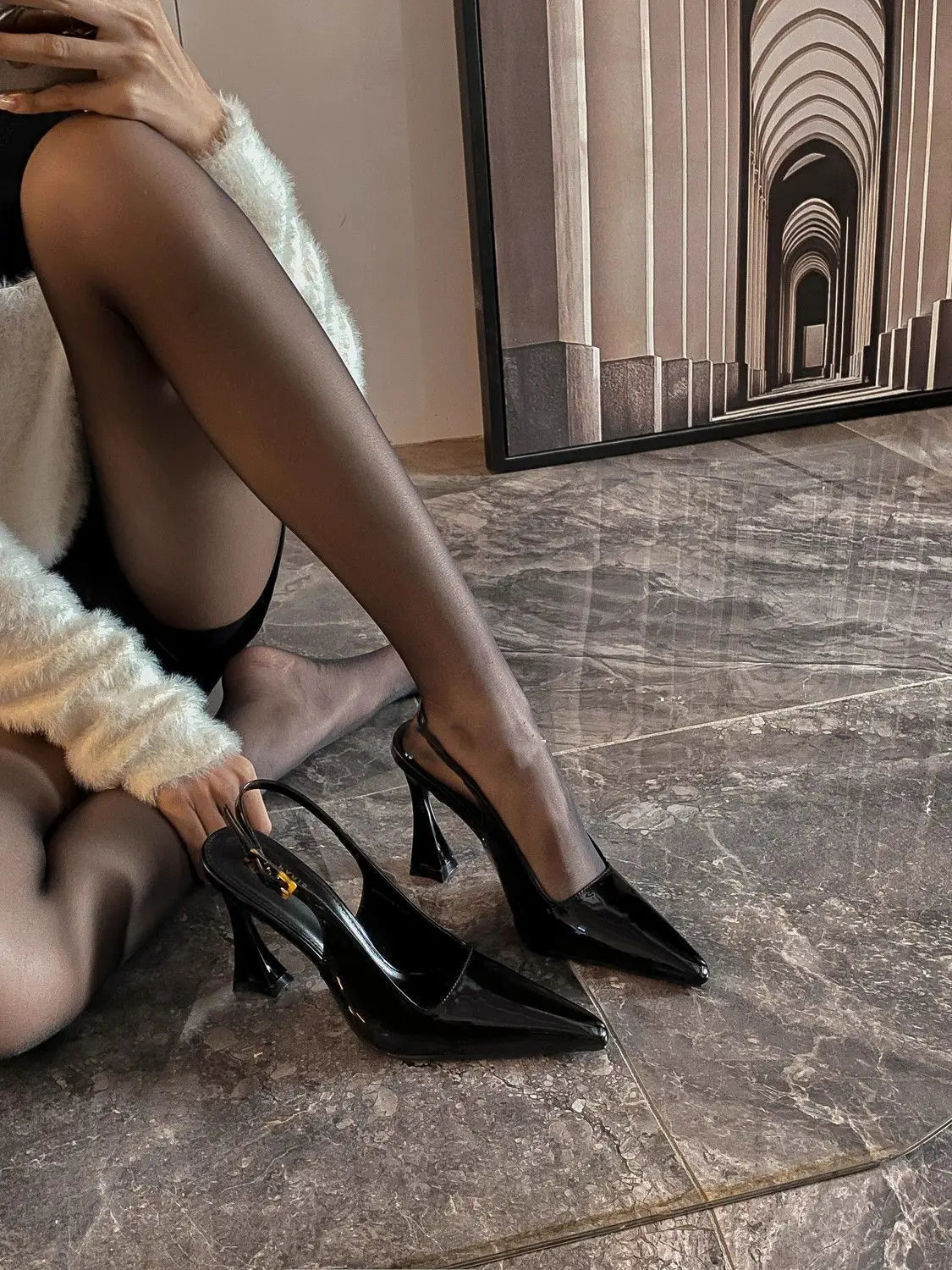 Women's Pointed Toe Buckle Strap Heels - The Tottos Professional Slim Heel Pumps