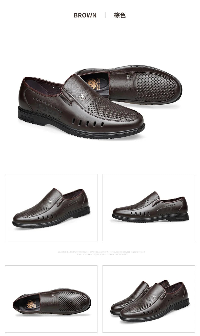 Premium Breathable Leather Loafers - The Tottos Men's Summer Casual Slip-On Shoes