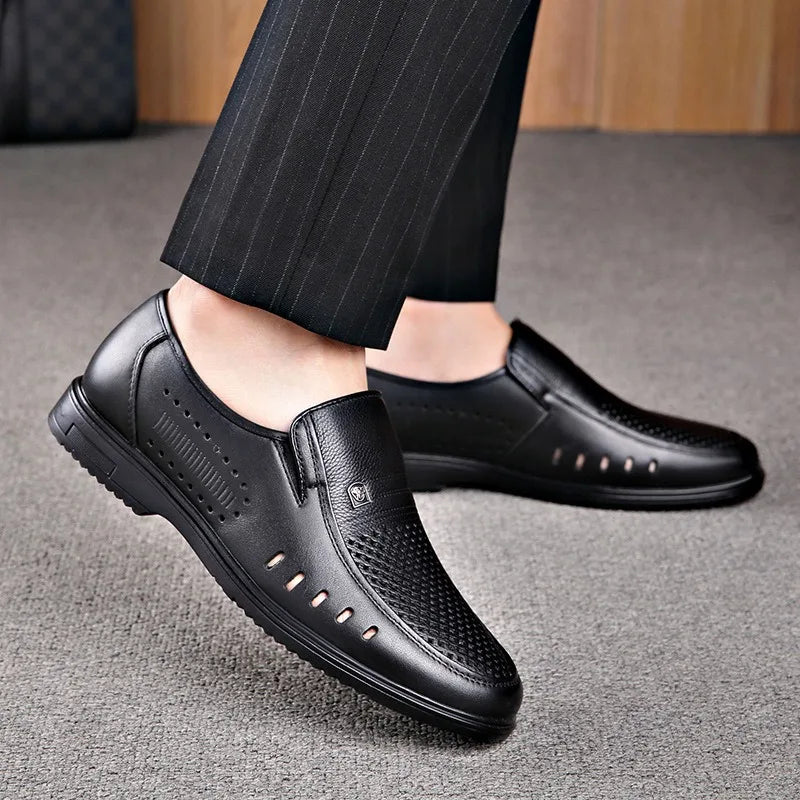 Premium Breathable Leather Loafers - The Tottos Men's Summer Casual Slip-On Shoes