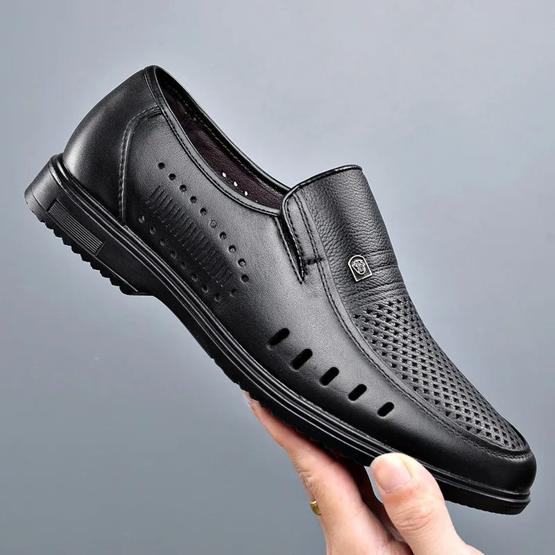 Premium Breathable Leather Loafers - The Tottos Men's Summer Casual Slip-On Shoes