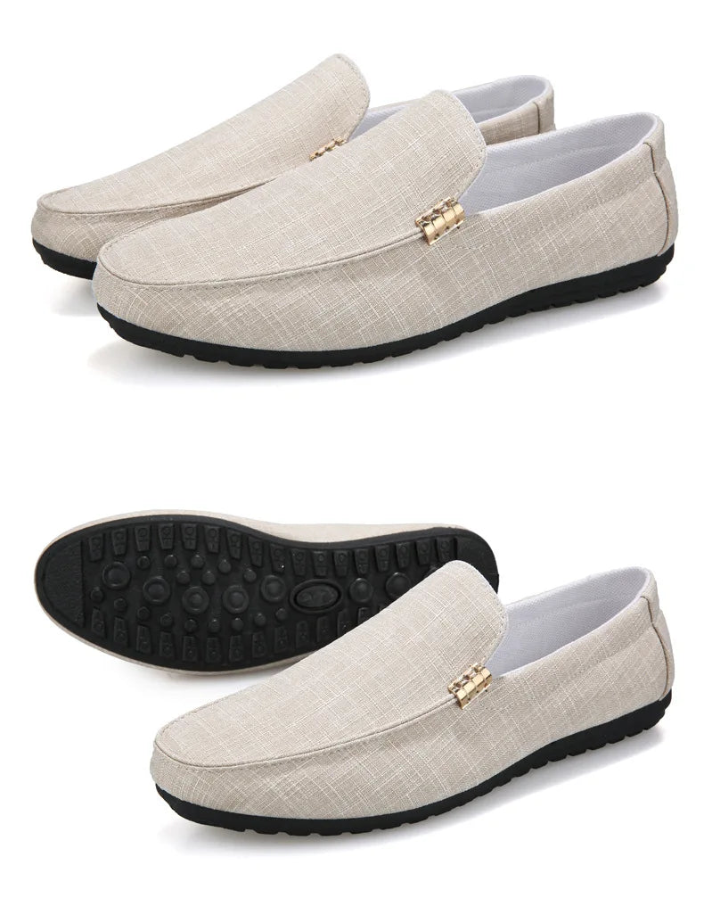 Men's Denim Canvas Loafers - Casual Slip-On Driving Shoes | The Tottos