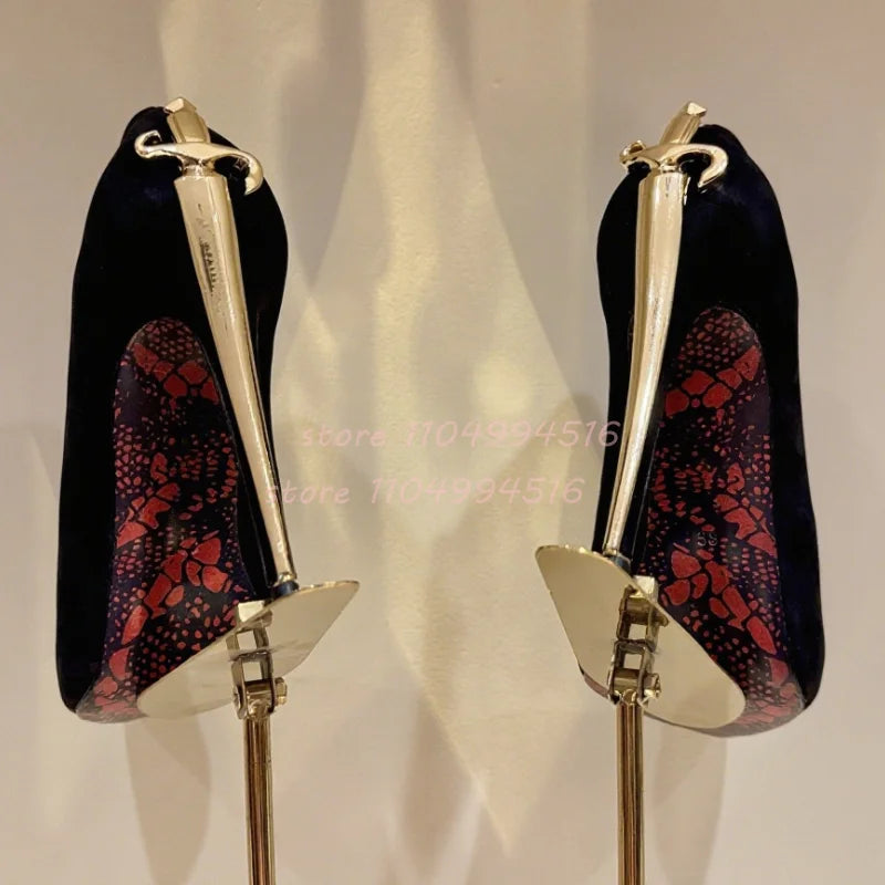 Women's Gladiator Stiletto Heels - The Tottos Metal Accent Pointed Toe Pumps