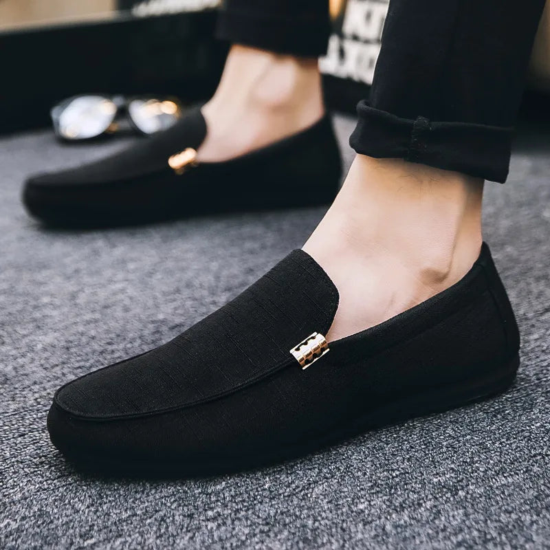 Men's Denim Canvas Loafers - Casual Slip-On Driving Shoes | The Tottos