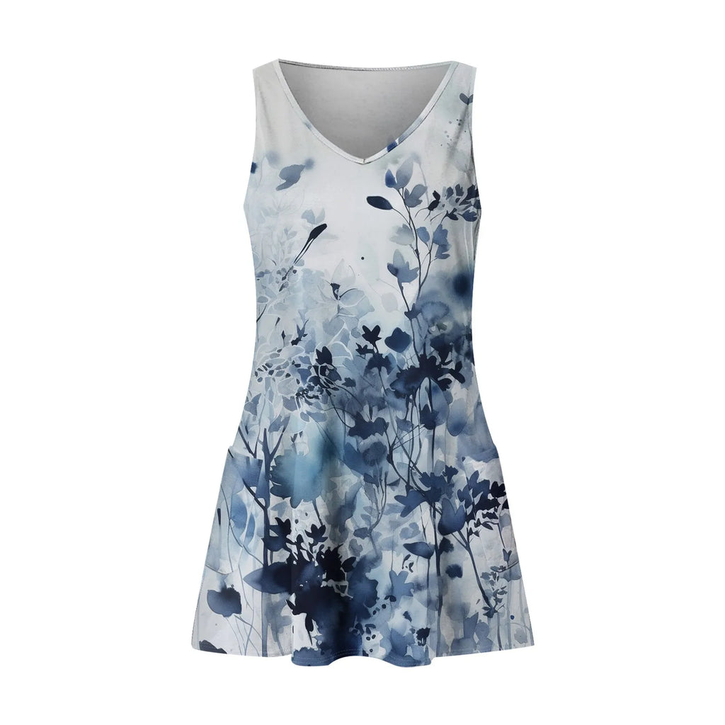 Women's Bohemian Floral Print Maxi Dress - V-Neck Sleeveless Summer Beach Dress with Pockets | The Tottos