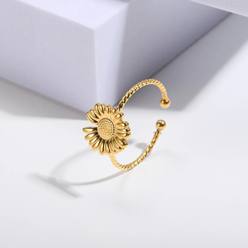 Snowflake Spinner Ring - Anti-Anxiety Fidget Ring for Women | Rotating Crystal Stress Relief Jewelry | The Tottos