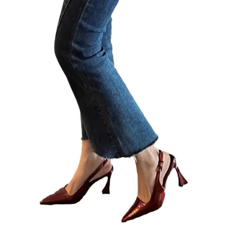 Women's Pointed Toe Buckle Strap Heels - The Tottos Professional Slim Heel Pumps