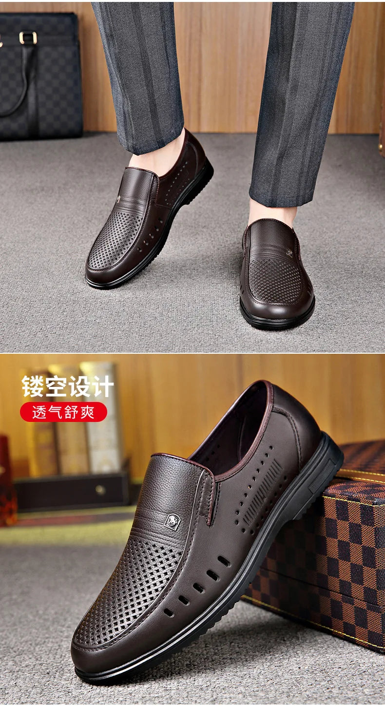 Premium Breathable Leather Loafers - The Tottos Men's Summer Casual Slip-On Shoes