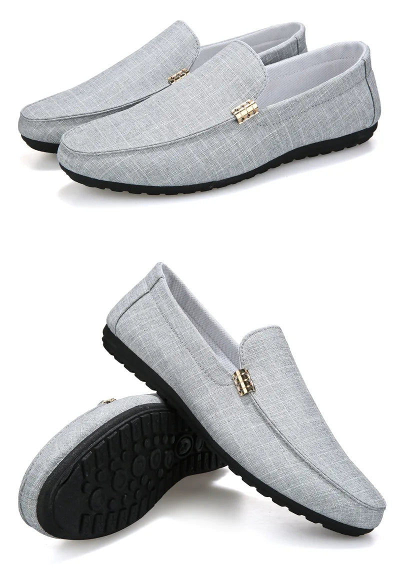Men's Denim Canvas Loafers - Casual Slip-On Driving Shoes | The Tottos