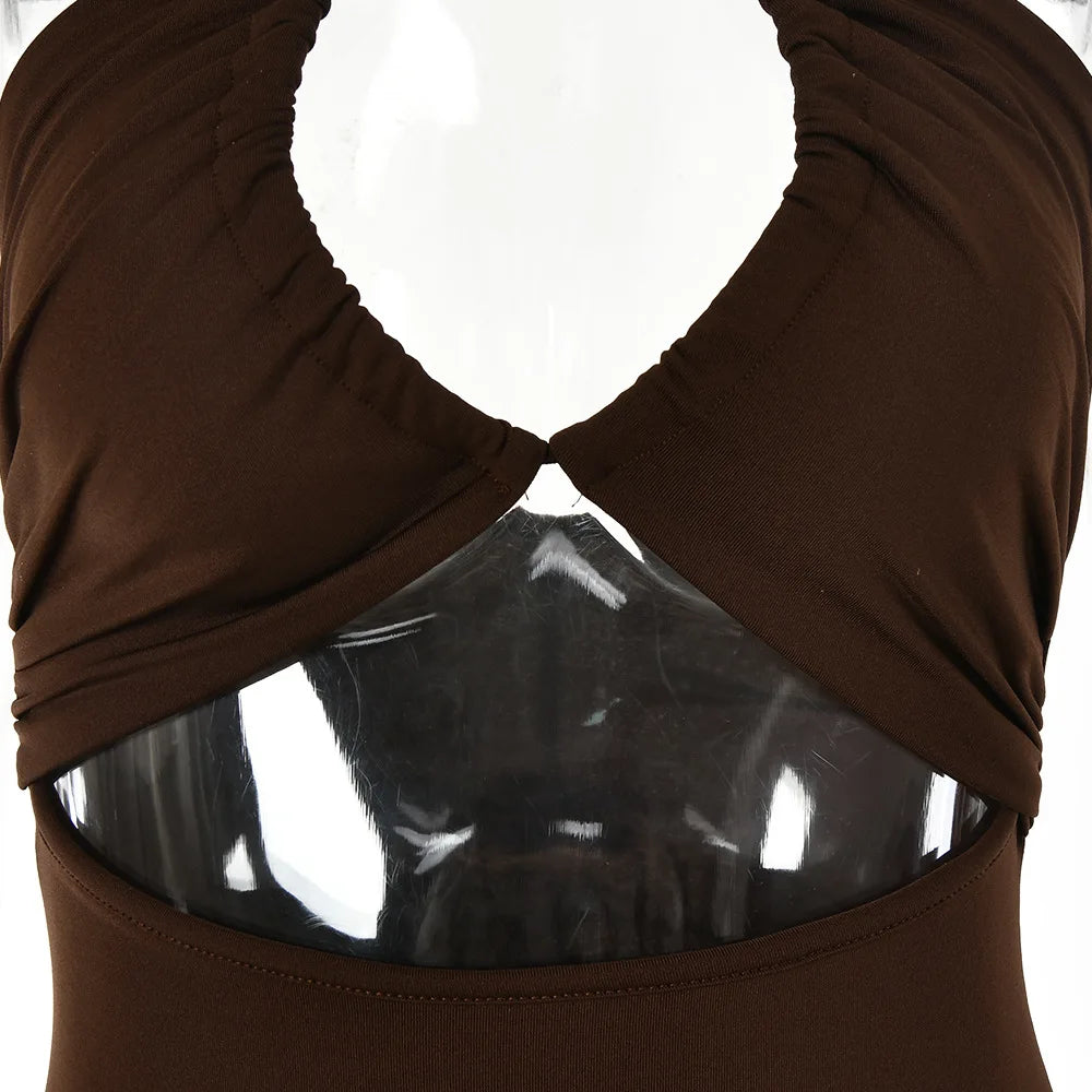 Women's Backless Bodycon Midi Dress - Sleeveless V-Neck Party Dress | The Tottos