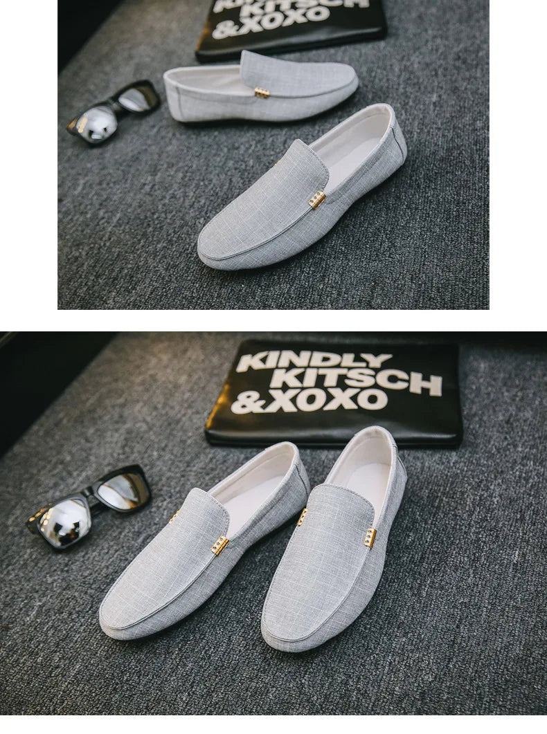 Men's Denim Canvas Loafers - Casual Slip-On Driving Shoes | The Tottos