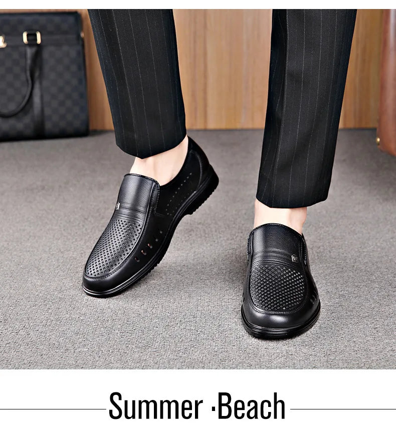 Premium Breathable Leather Loafers - The Tottos Men's Summer Casual Slip-On Shoes