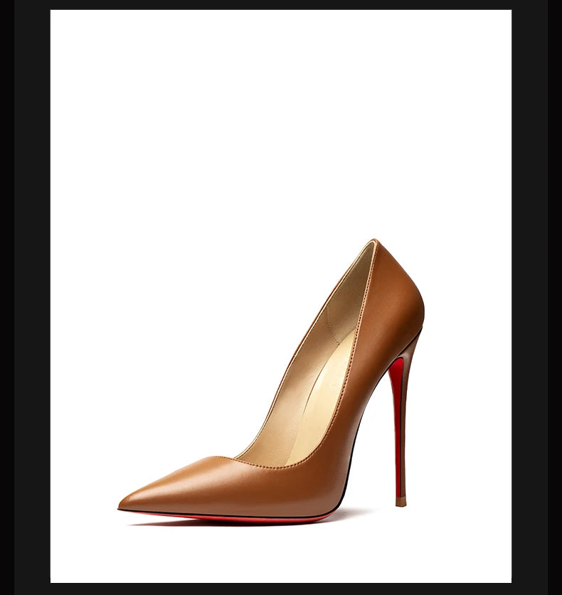Women's Luxury Red Bottom Stiletto Heels - The Tottos Designer Pointed Toe Pumps 12cm