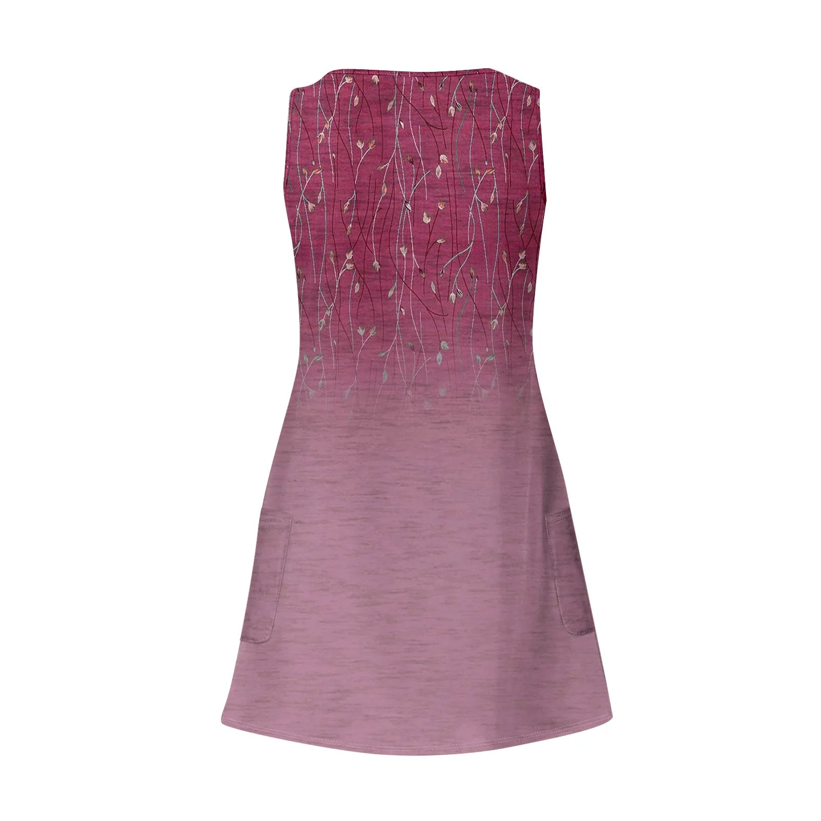 Women's Bohemian Floral Print Maxi Dress - V-Neck Sleeveless Summer Beach Dress with Pockets | The Tottos