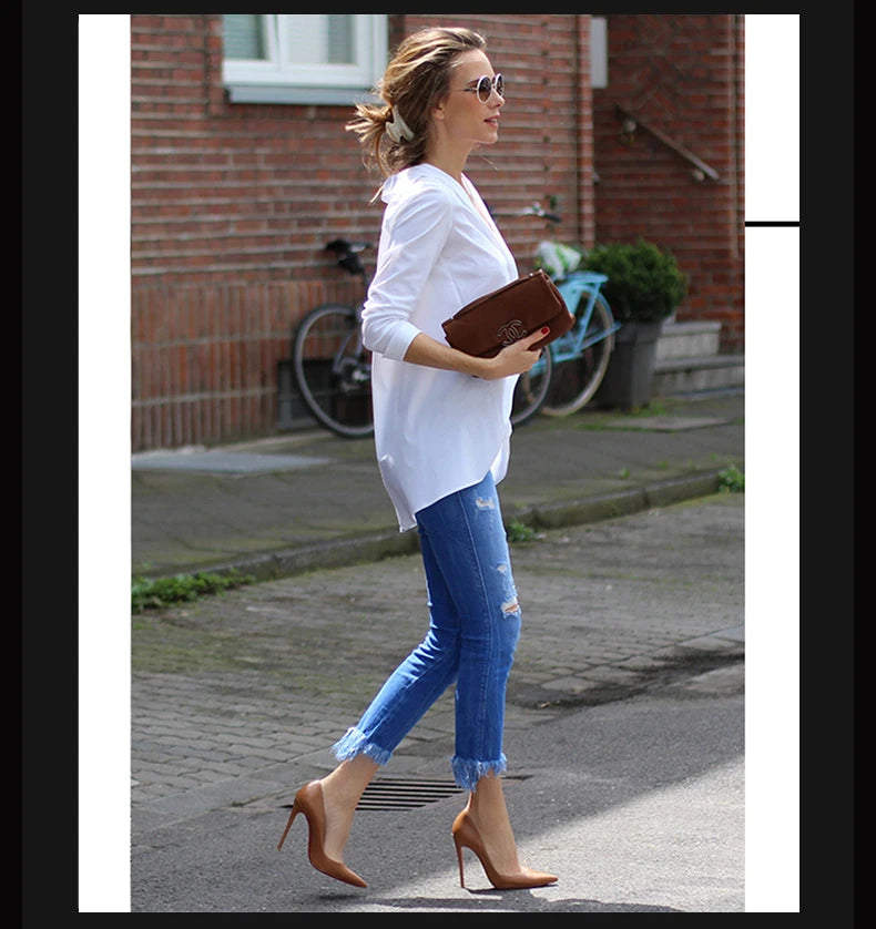 Women's Luxury Red Bottom Stiletto Heels - The Tottos Designer Pointed Toe Pumps 12cm