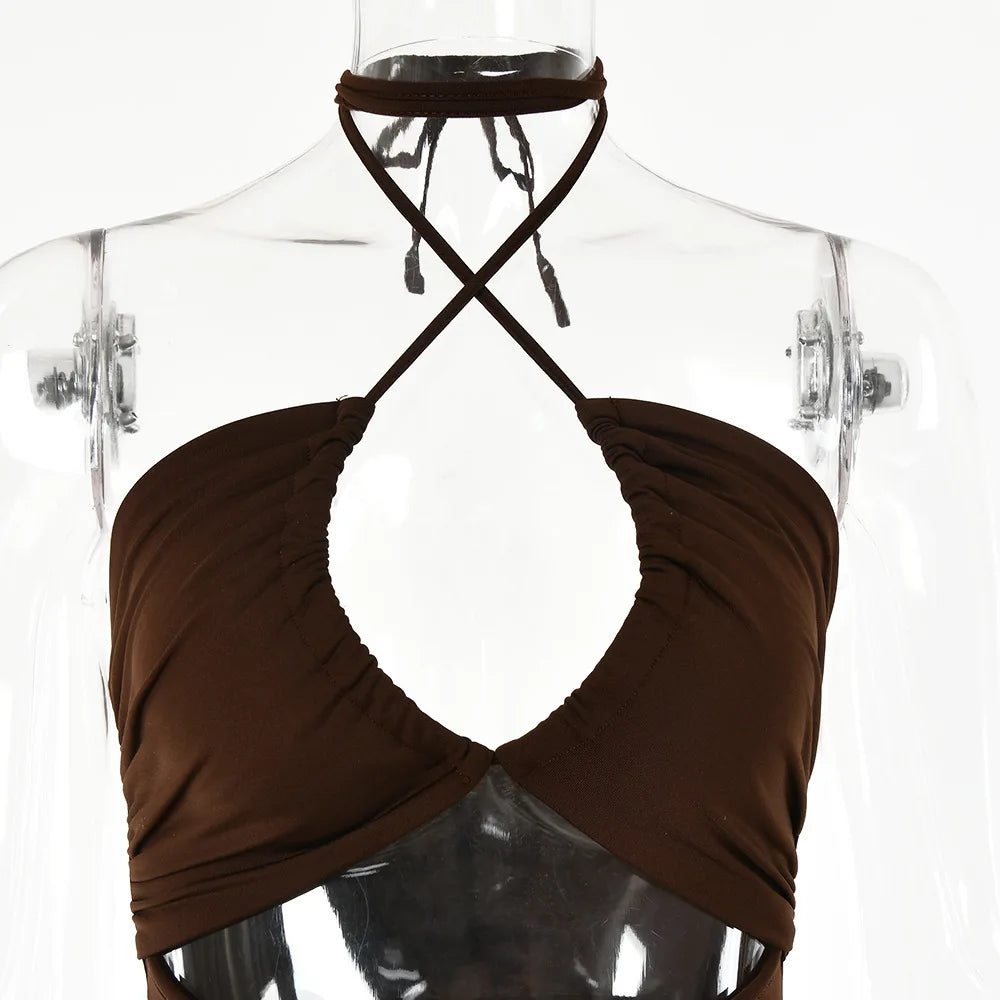 Women's Backless Bodycon Midi Dress - Sleeveless V-Neck Party Dress | The Tottos