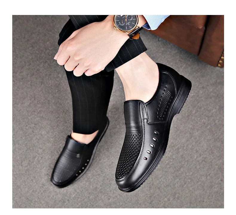 Premium Breathable Leather Loafers - The Tottos Men's Summer Casual Slip-On Shoes