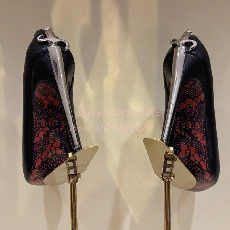 Women's Gladiator Stiletto Heels - The Tottos Metal Accent Pointed Toe Pumps