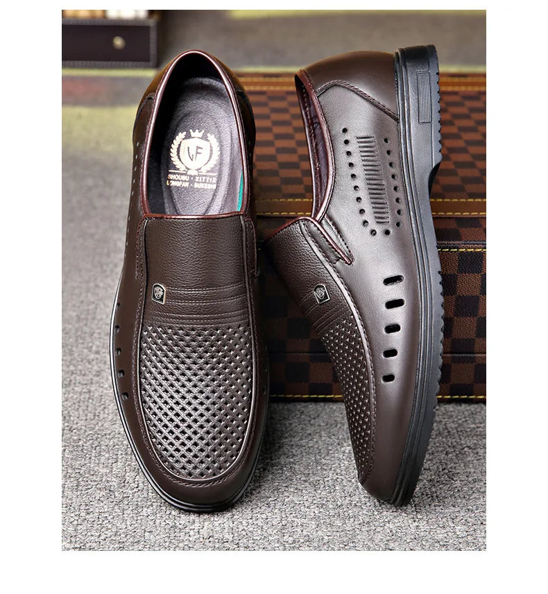 Premium Breathable Leather Loafers - The Tottos Men's Summer Casual Slip-On Shoes