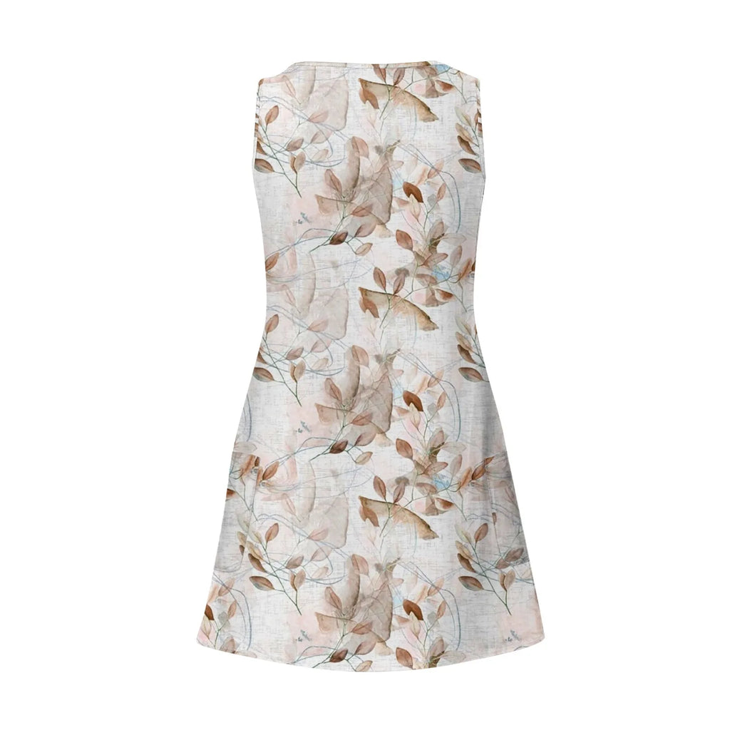 Women's Bohemian Floral Print Maxi Dress - V-Neck Sleeveless Summer Beach Dress with Pockets | The Tottos