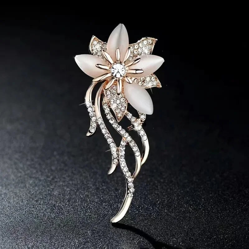 Snowflake Brooch Pin - Luxury Pearl & Crystal Flower Brooch for Women | Winter Wedding Accessory | The Tottos
