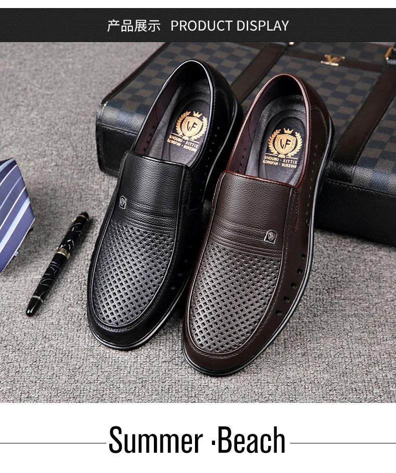 Premium Breathable Leather Loafers - The Tottos Men's Summer Casual Slip-On Shoes