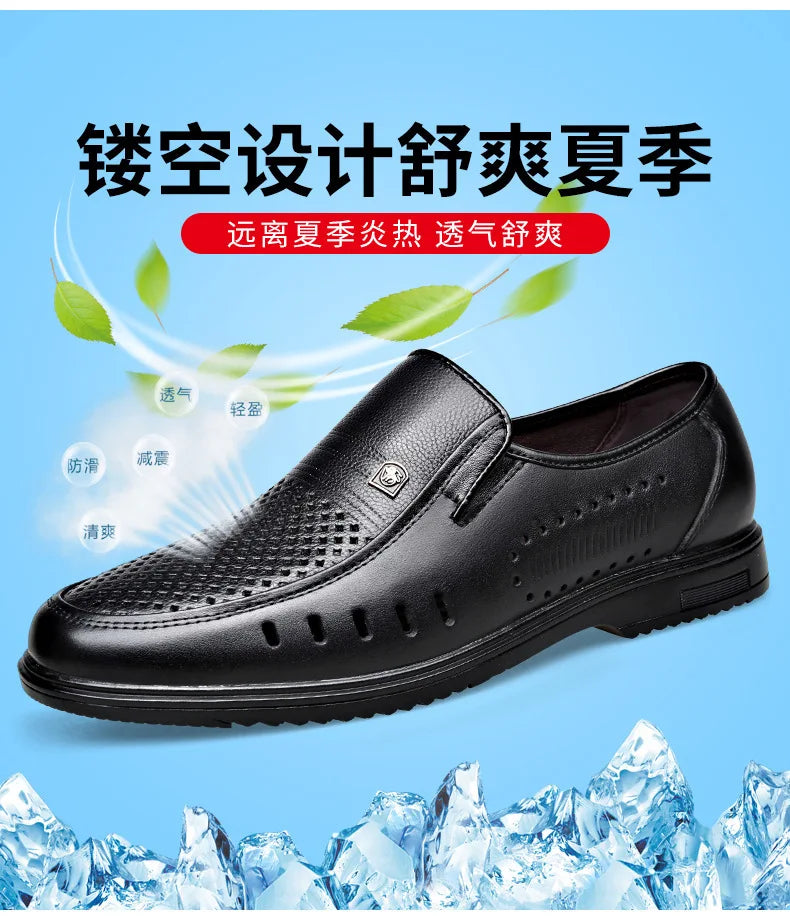 Premium Breathable Leather Loafers - The Tottos Men's Summer Casual Slip-On Shoes