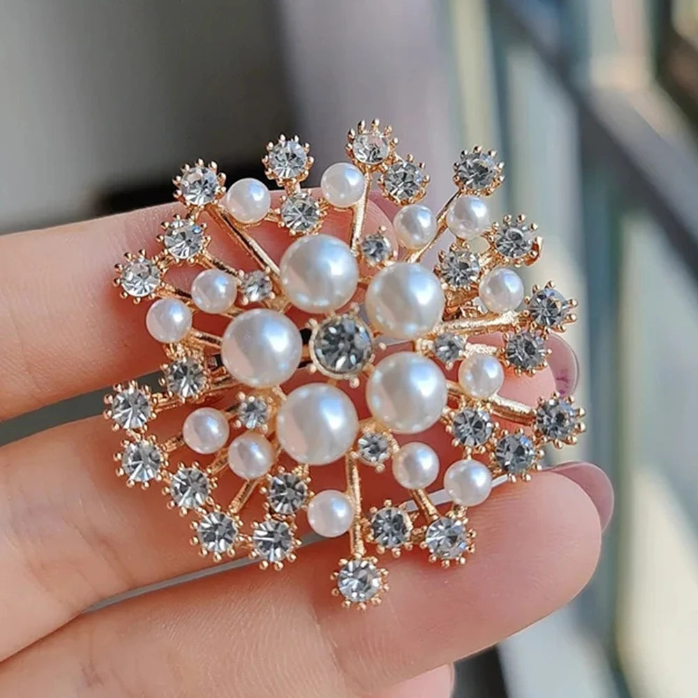 Snowflake Brooch Pin - Luxury Pearl & Crystal Flower Brooch for Women | Winter Wedding Accessory | The Tottos