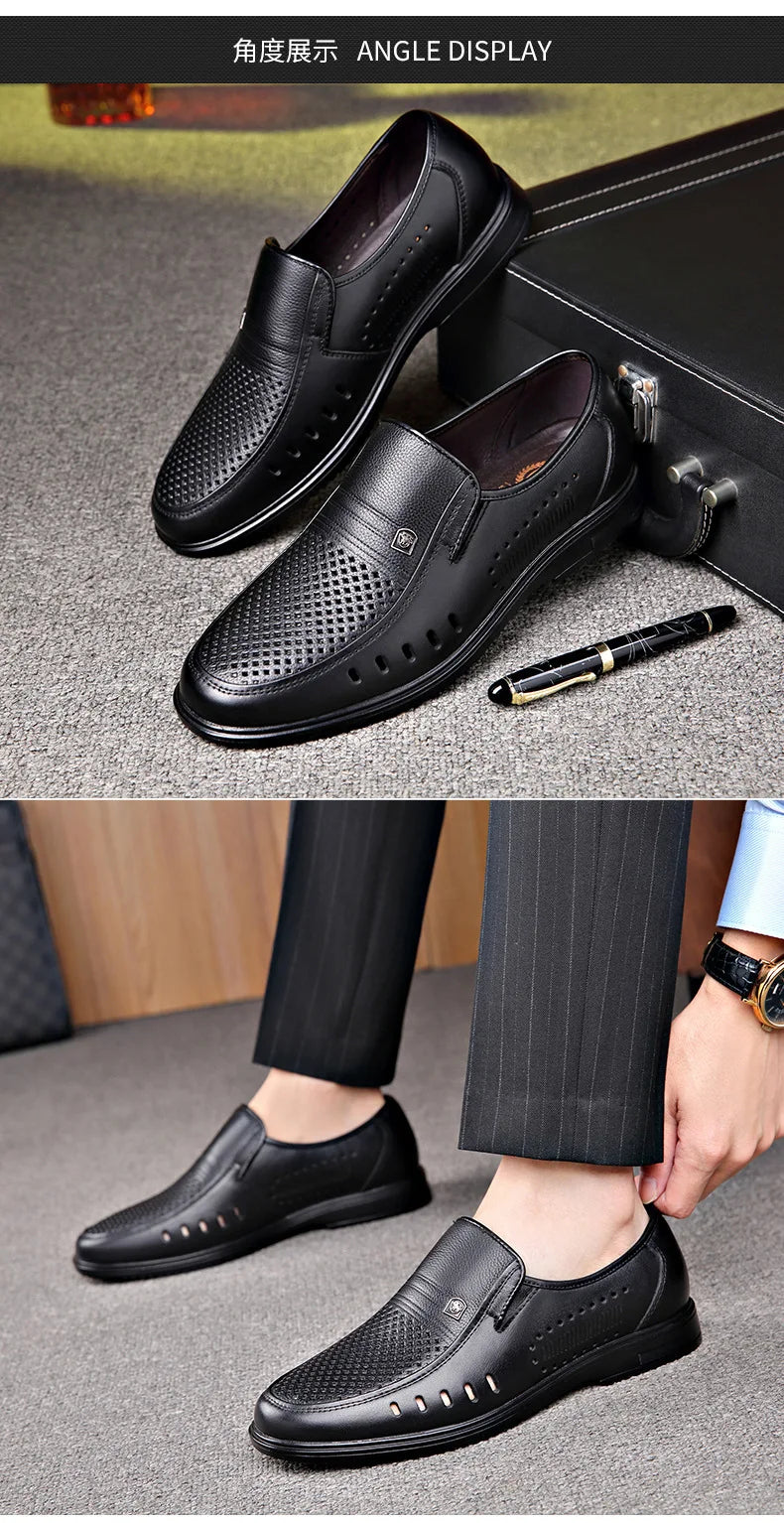 Premium Breathable Leather Loafers - The Tottos Men's Summer Casual Slip-On Shoes