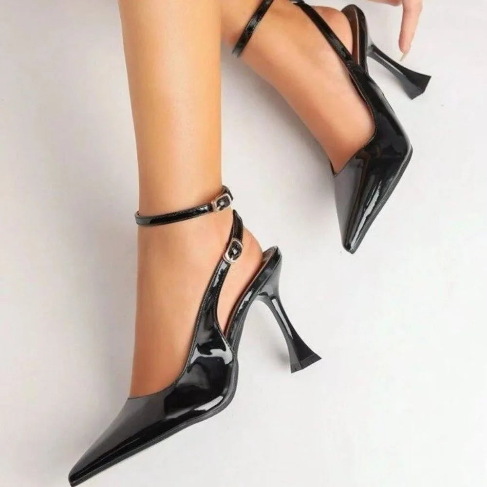 Women's Ankle Strap High Heel Sandals - The Tottos Pointed Toe Buckle Pumps