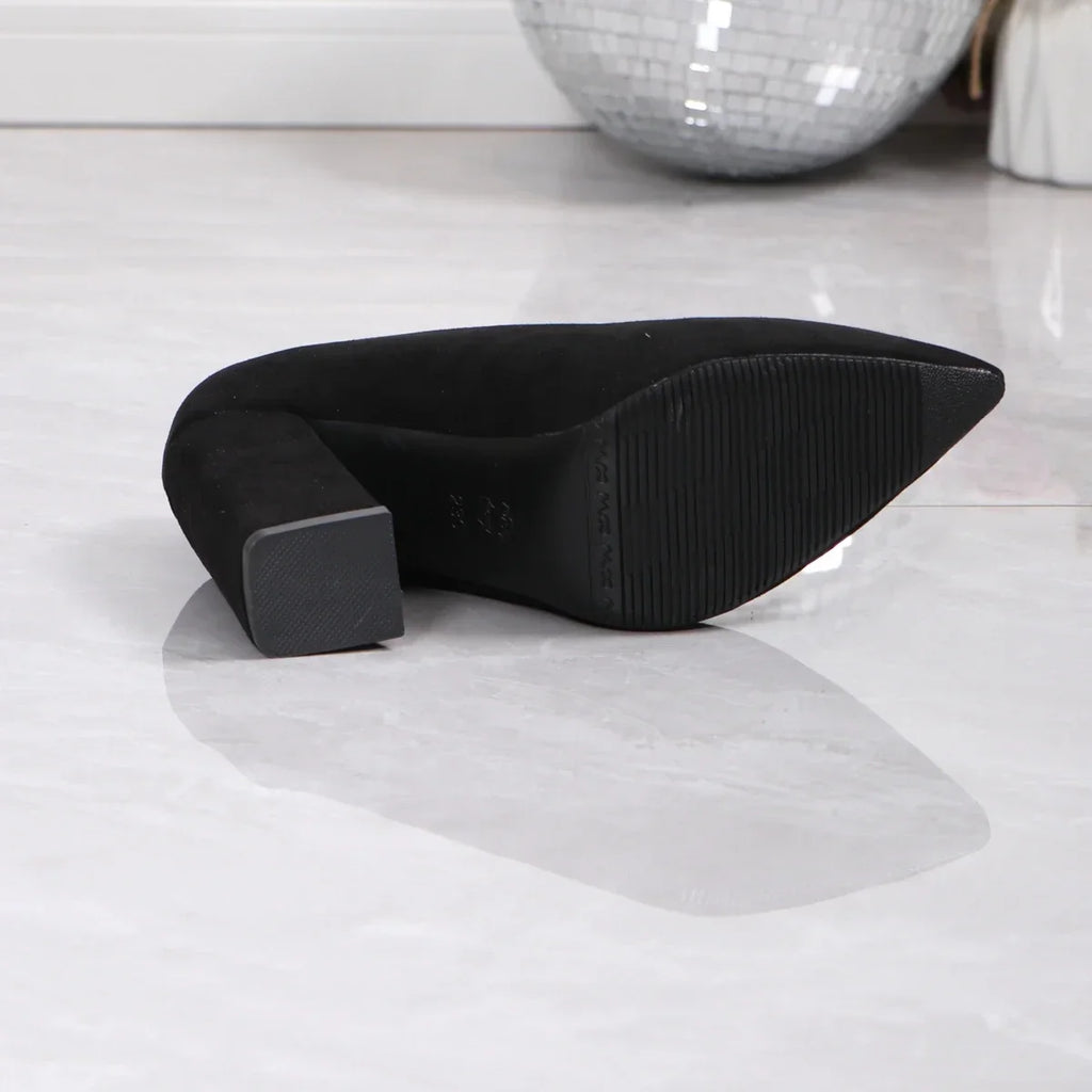 Women's Slingback Square Heel Pumps - The Tottos Pointed Toe Slip-On Shoes