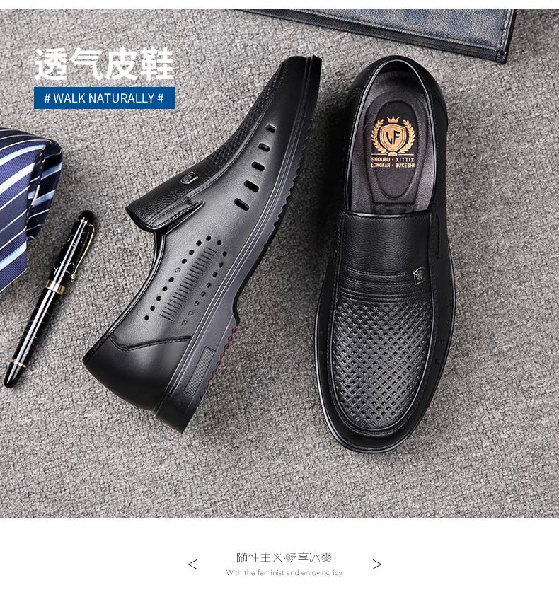 Premium Breathable Leather Loafers - The Tottos Men's Summer Casual Slip-On Shoes