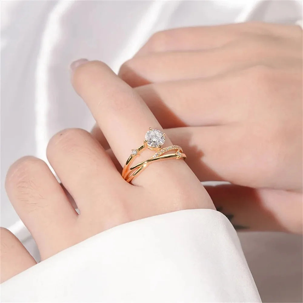 Geometric Crystal Ring - Luxury Cubic Zirconia Statement Ring for Women & Men | Silver Gold Rose Gold | The Tottos