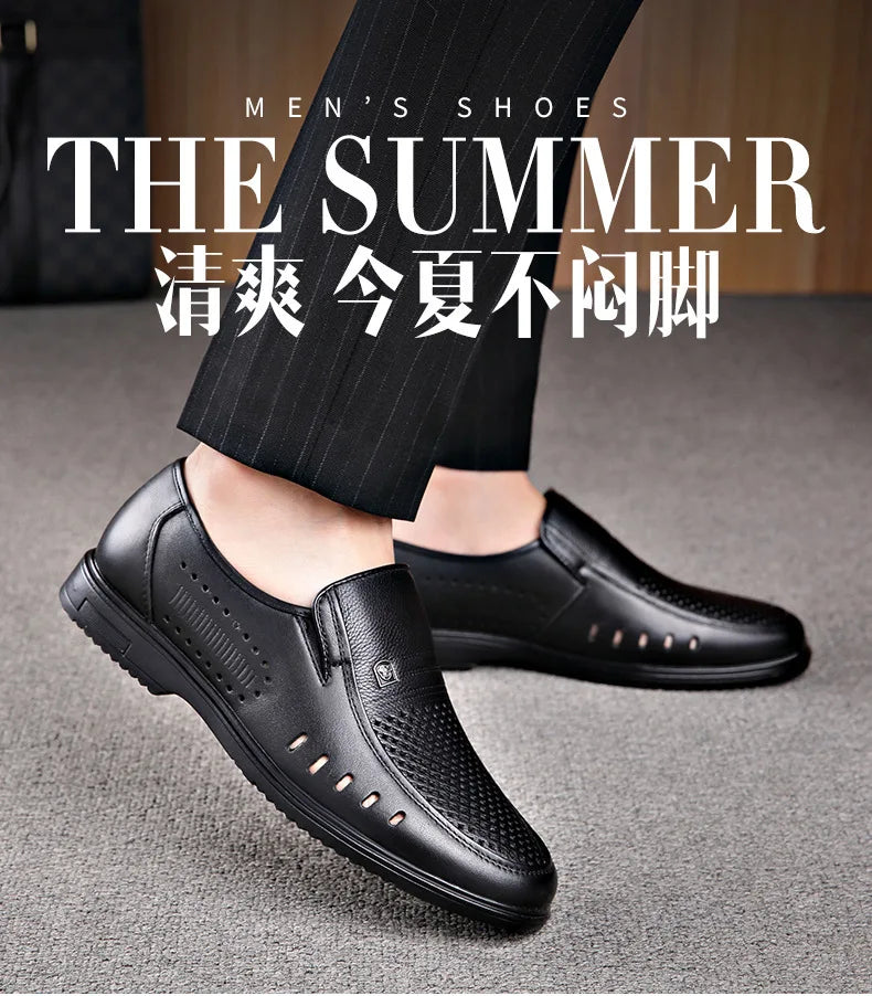 Premium Breathable Leather Loafers - The Tottos Men's Summer Casual Slip-On Shoes