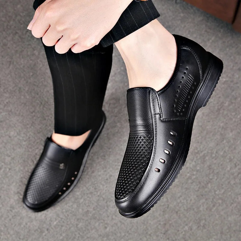 Premium Breathable Leather Loafers - The Tottos Men's Summer Casual Slip-On Shoes