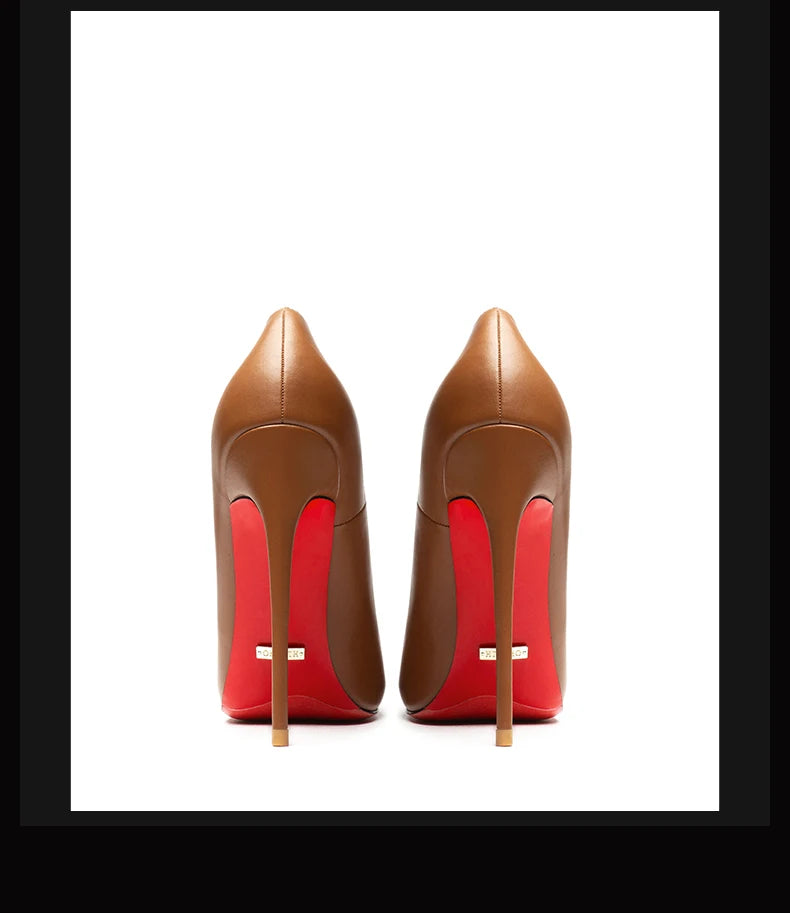 Women's Luxury Red Bottom Stiletto Heels - The Tottos Designer Pointed Toe Pumps 12cm