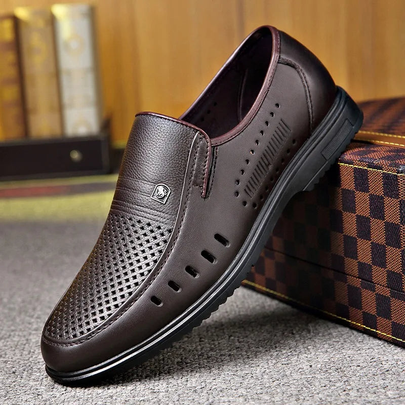 Premium Breathable Leather Loafers - The Tottos Men's Summer Casual Slip-On Shoes