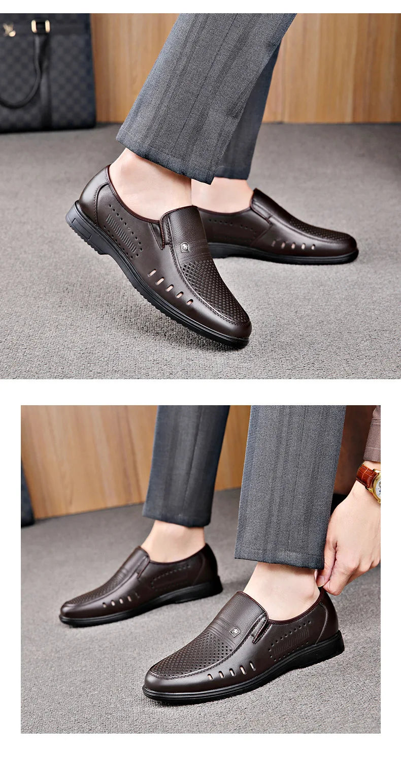 Premium Breathable Leather Loafers - The Tottos Men's Summer Casual Slip-On Shoes